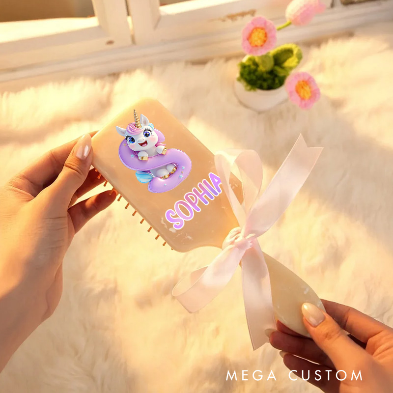 Personalized Unicorn Hair Brush with Custom Name and Cute Magical Design for Kids and Fun Grooming Experience Hair Brush