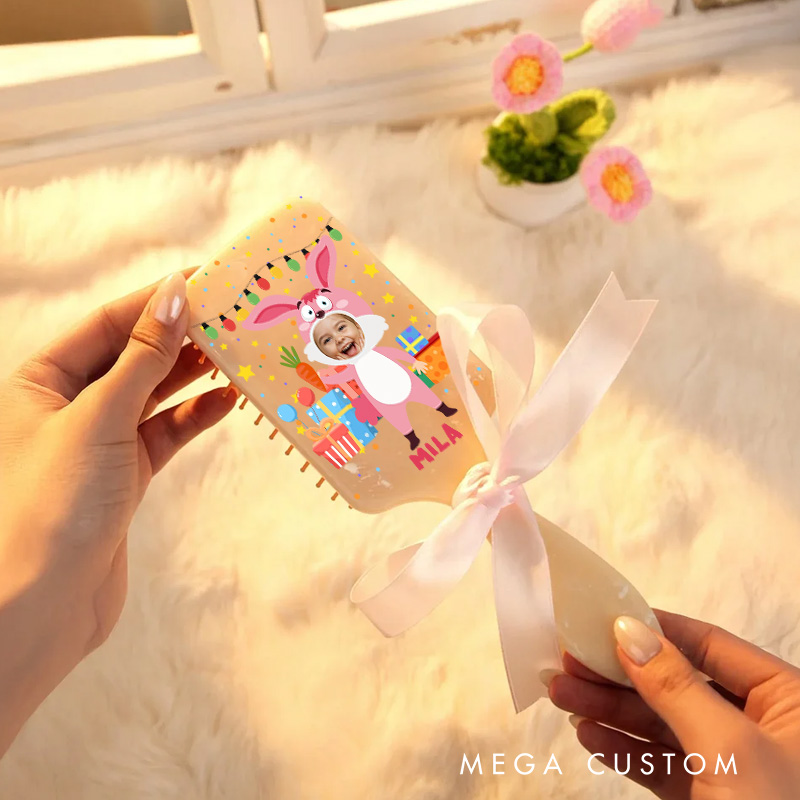 Personalized Photo Hair Brush with Custom Name and Colorful Design for Kids and Fun Grooming Hair Brush
