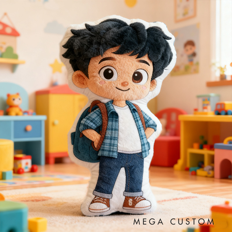 Personalized Boy and Girl Image Custom Kids Gift Cute Soft Plush Decorative Pillow Gift for Kids 