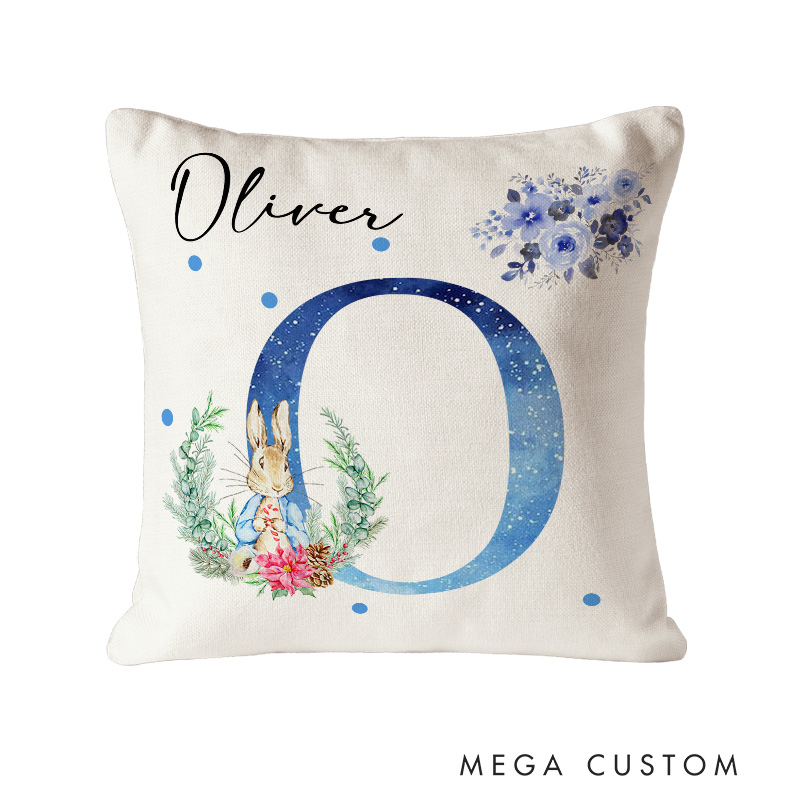 Personalized Peter Rabbit Baby Throw Pillow Birthday Gift for Baby Easter Gift