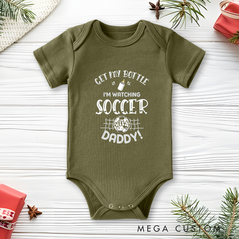 Personalized Soccer Baby Onesie with Playful Text Design and Soft Cotton Fabric, Editable Name or Title