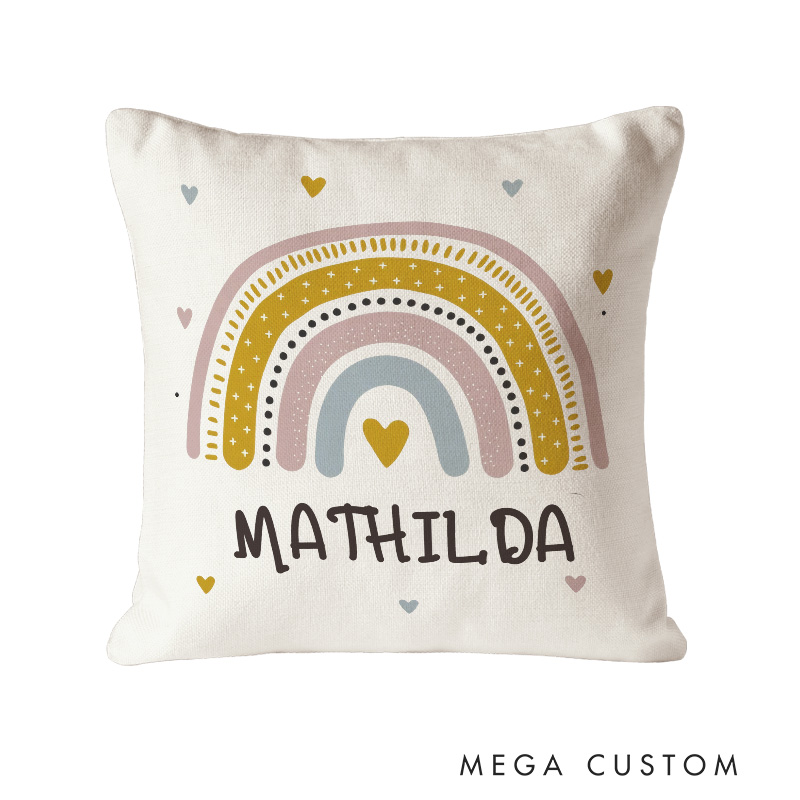 Personalized Baby Throw Pillow Cover Kids Rainbow with Name Baby Shower Gift