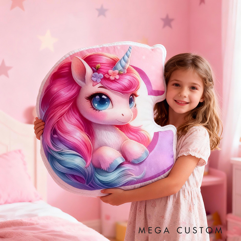 Personalized Pink Rainbow Cloud Letter Initial Custom Name Soft Decorative Gift Magical Girls Room Sweet Alphabet Graphic 3D Print Pillow