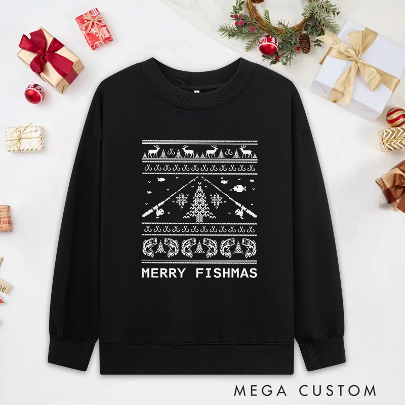 Personalized Fishing Christmas Sweatshirt Fisherman Christmas Gifts Funny Fishing Sweatshirt Mens Fishing Sweatshirt Fishing Gifts for Fishing Lover