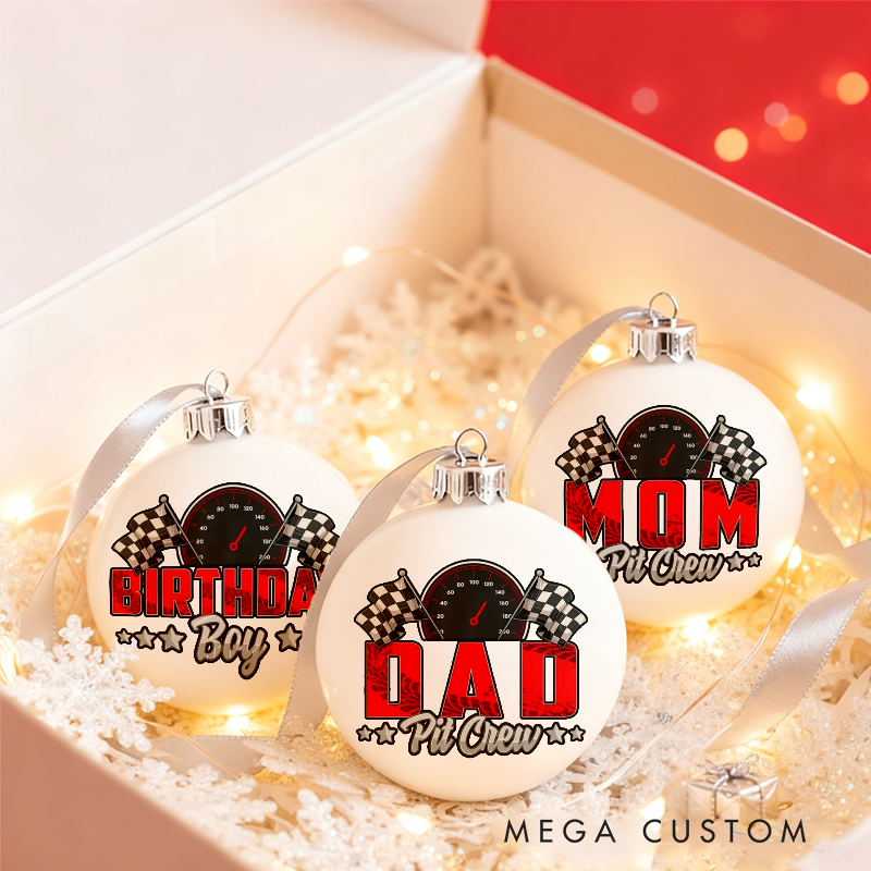 Personalized Racing Themed Christmas Ornaments Custom Designs Set of 3 Gift for Racing Fans