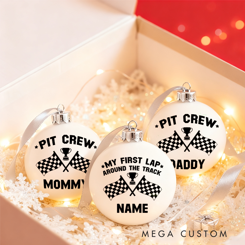Personalized Racing-Themed Christmas Ornaments Custom Designs Set of 3 Gift for Racing Families