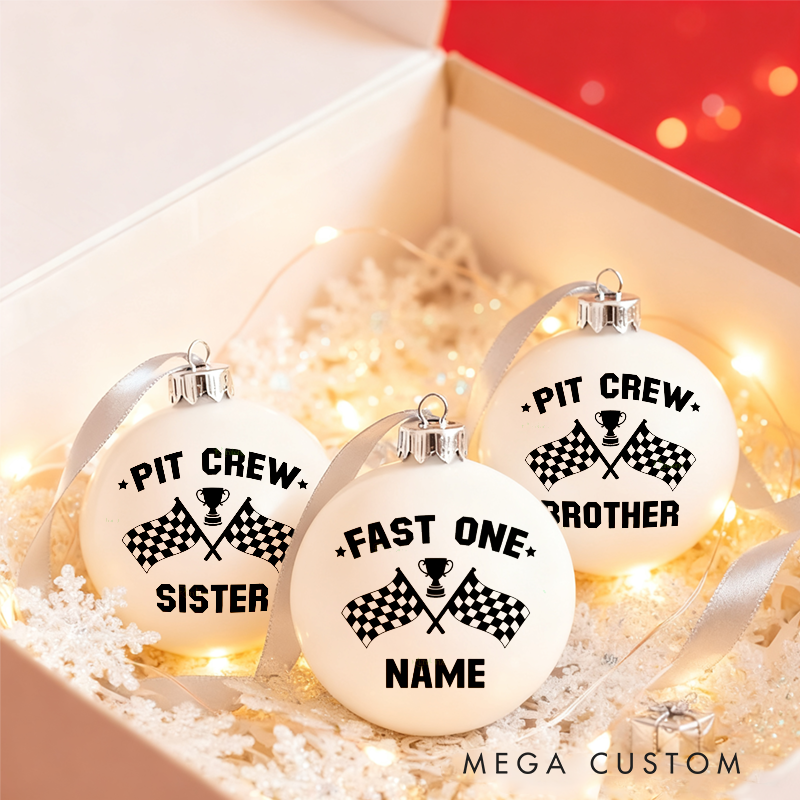 Personalized Racing Themed Christmas Ornaments Custom Designs Set of 3 Gift for Racing Families