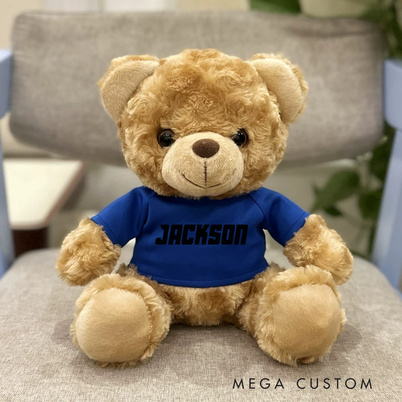 Personalized Name Brown Bear Plush Toy Custom Christmas Gift