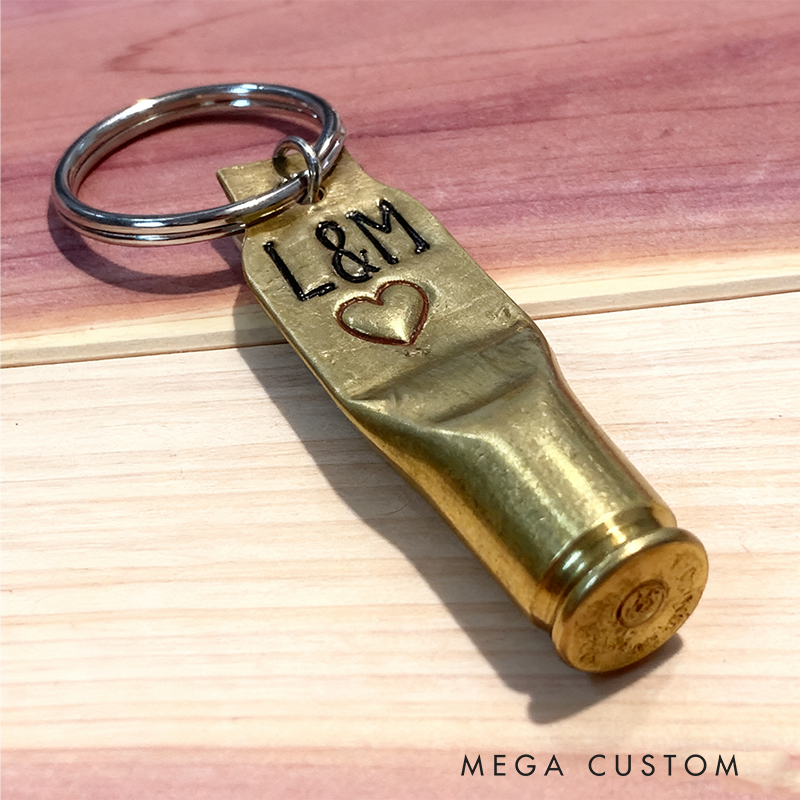 Personalized Bullet Shell Keychain with Badge Design and Custom Number