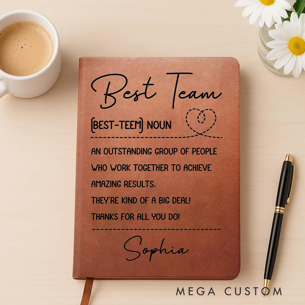 Personalized Leatherette Notebooks Best Team Definition Design Custom Name Design Gift