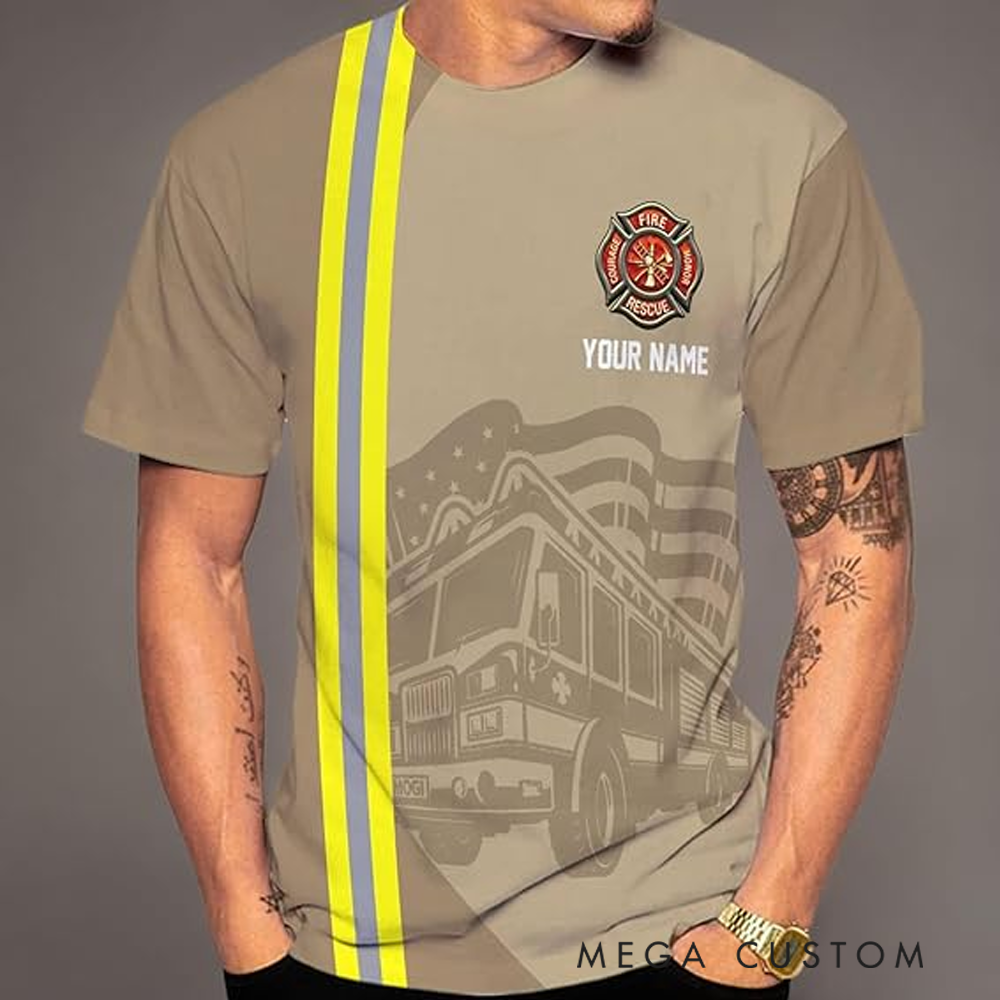 Personalized Firefighter Full Print T-Shirt Gift Custom Name and Inspirational Design