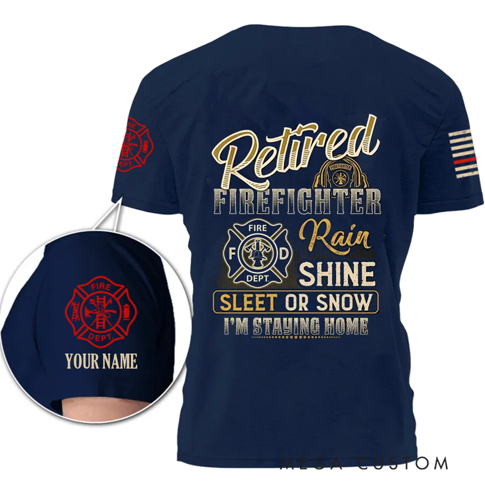 Personalized Retired Firefighter T-Shirt with Humorous Quote and Custom Name Perfect Retirement Gift
