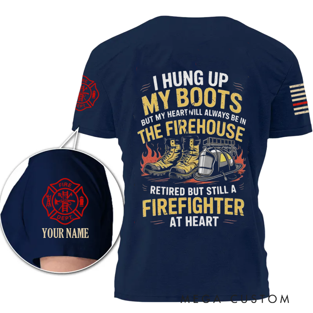 Personalized Retired Firefighter T-Shirt with Heartfelt Quote and Custom Name A Tribute to Lifelong Service