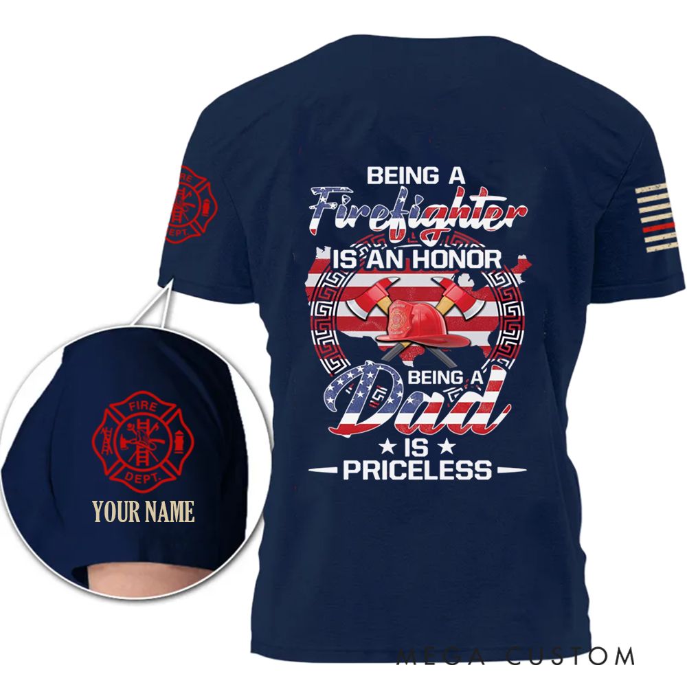 Personalized Firefighter Dad T-Shirt with Heartfelt Quote and Custom Name Perfect Gift for Heroic Fathers