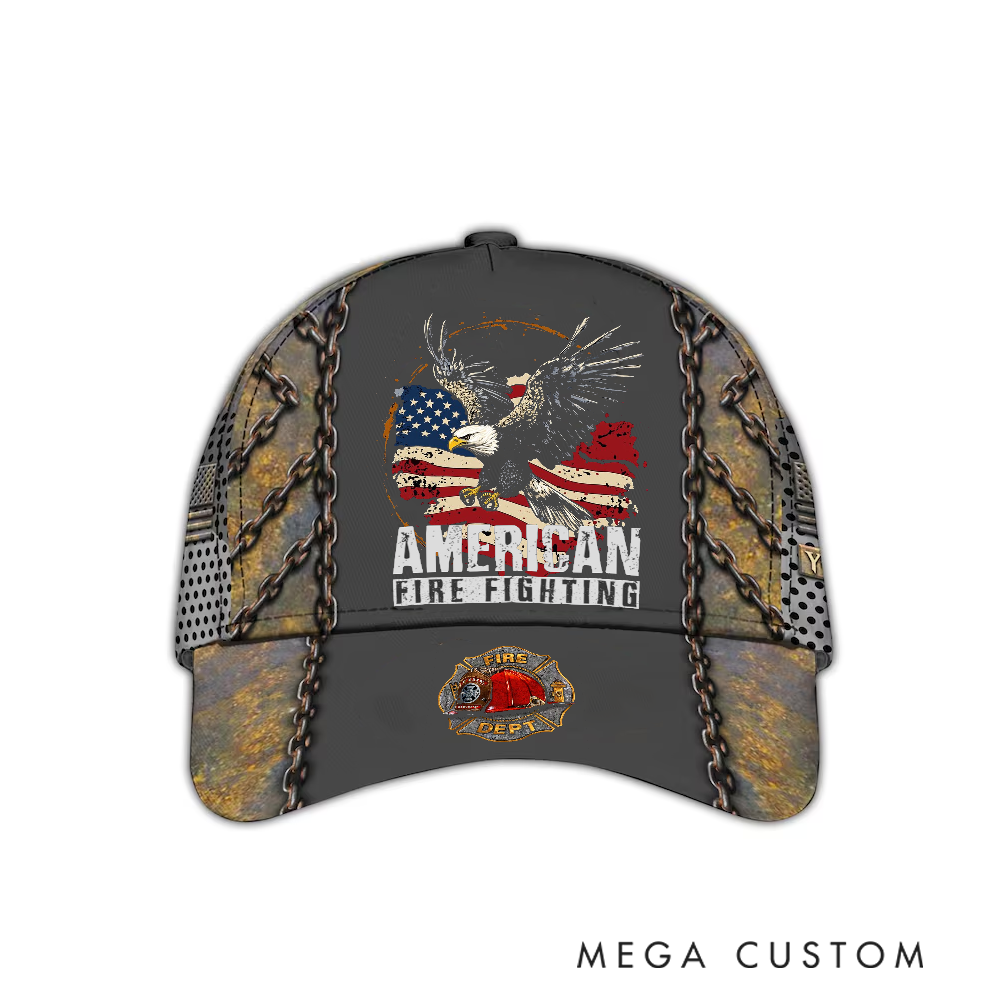 Personalized Firefighter Full Print Cap American Firefighting Design Firefighter Gifts