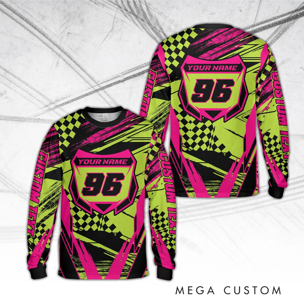 Personalized Motocross Racing Jersey Custom Mesh Knit Off-Road Shirt with Bold Graphics
