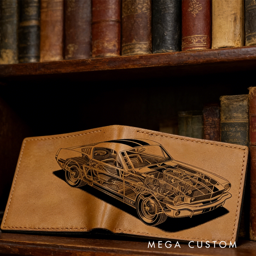 Personalized Classic Car Design Leather Wallet - Perfect Gift for Car Enthusiasts
