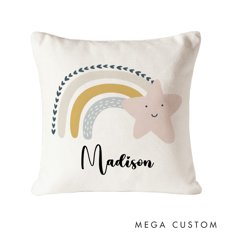 Personalized Star And Rainbow Throw Pillows Featuring Whimsical Colors And Patterns Throw Pillows