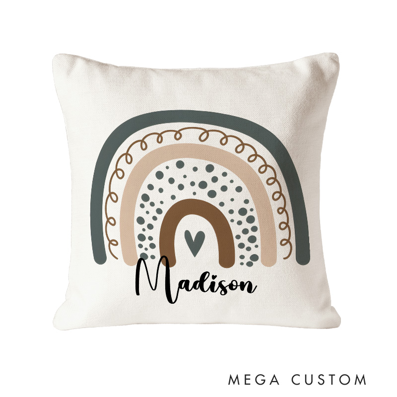 Personalized Dotted Rainbow Throw Pillows Highlighting Fun Patterns And Bright Colors Throw Pillows