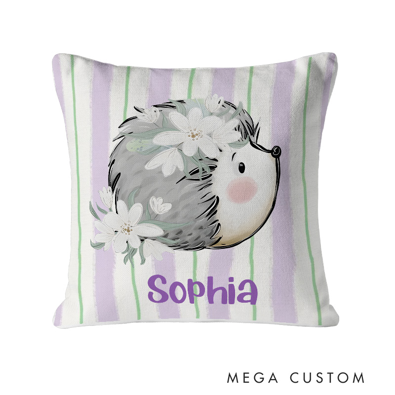 Personalized Hedgehog animal baby birth announcement pillow