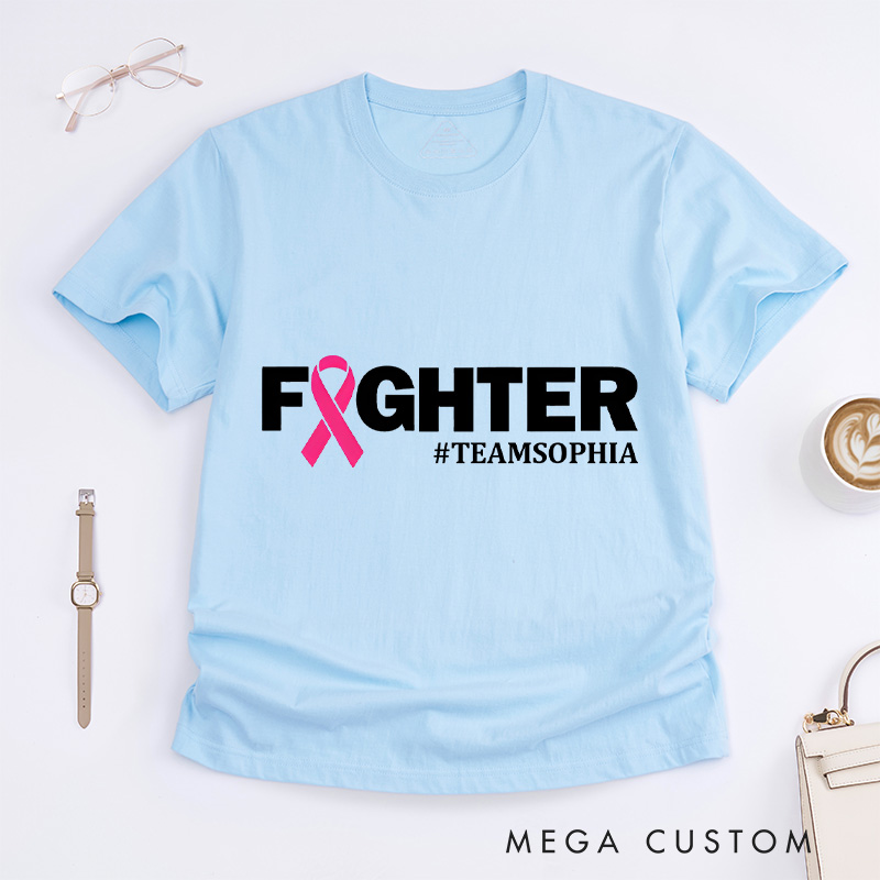 Personalized Family Fights Together T-shirt symbolizing unity and strength in the fight against breast cancer.