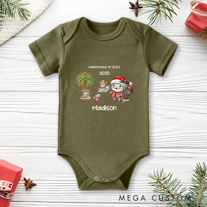 Personalized Christmas in July Baby Onesie Perfect for Fun and Festive Seasonal Celebrations Baby Onesie