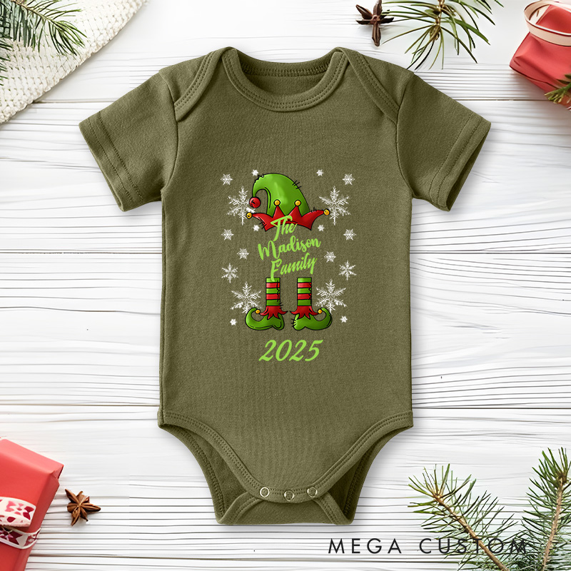 Personalized Festive Elf Baby Onesie Perfect for Adding Whimsy and Fun to Holiday Outfits Baby Onesie