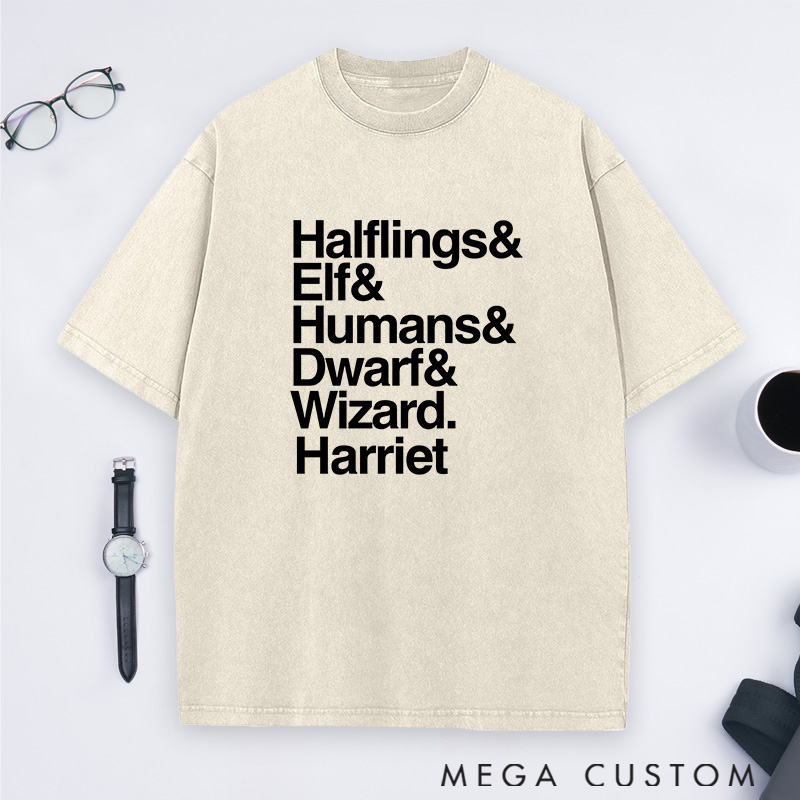 Personalized Fantasy Party Lineup Washed T-Shirts Game Movie & TV Lovers Shirts Gift for Geek Nerd