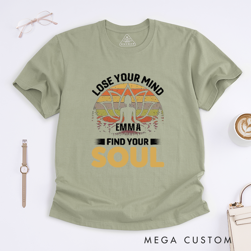 Personalized Lose Your Mind Find Your Soul T-Shirt Lotu MandalaT-Shirt Yoga Lover T-Shirt Meditating  Yoga T-Shirt for Women
