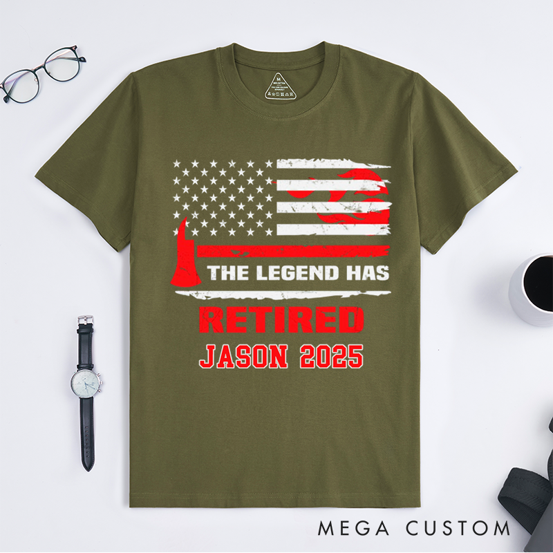 Personalized Fireman The Legend Has Retired Design Gift for Firefighter T-Shirt