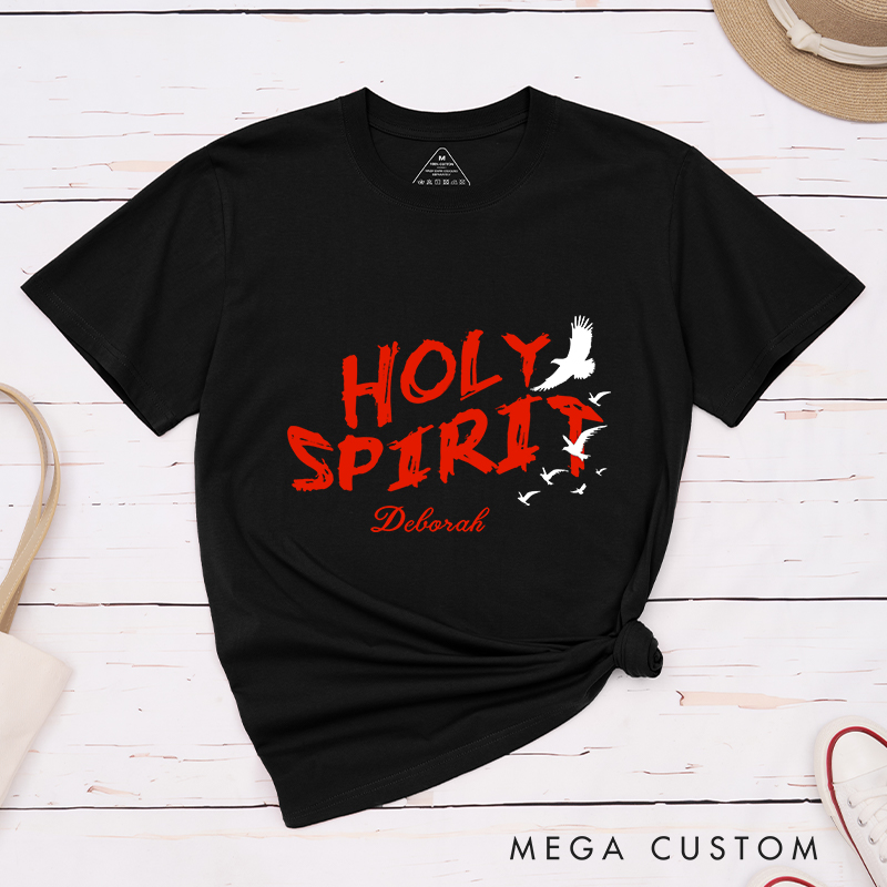 Personalized Holy Spirit Dove Bible Verse T-Shirt with Custom Name Christians Gift Birthday Gift Christian Apparel Gift for Jesus Lover 