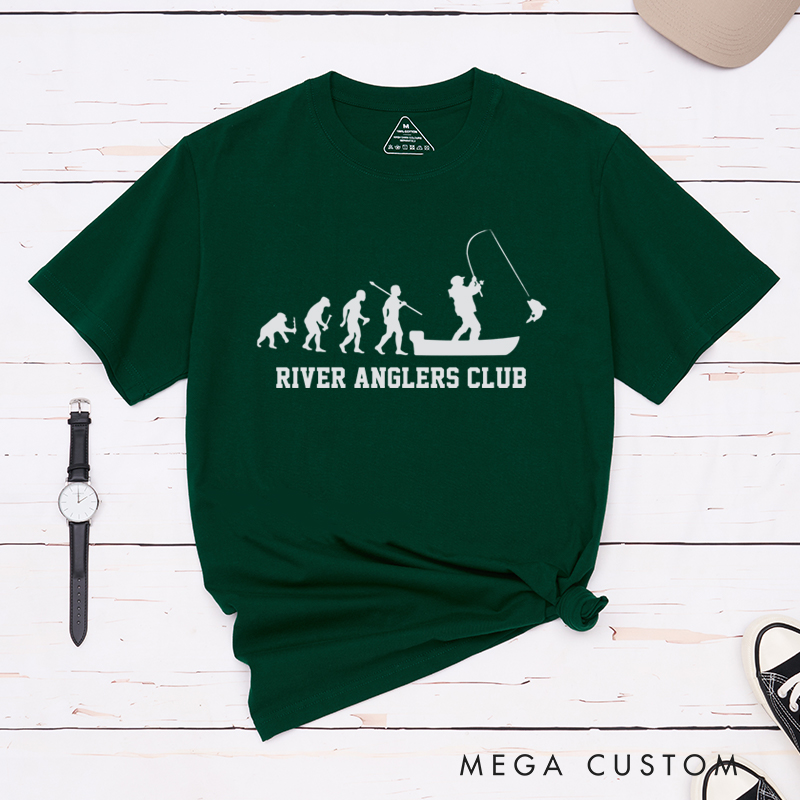 Personalized Evolution Fishing T-Shirt Perfect Gift for Fishing Enthusiasts and Club Members
