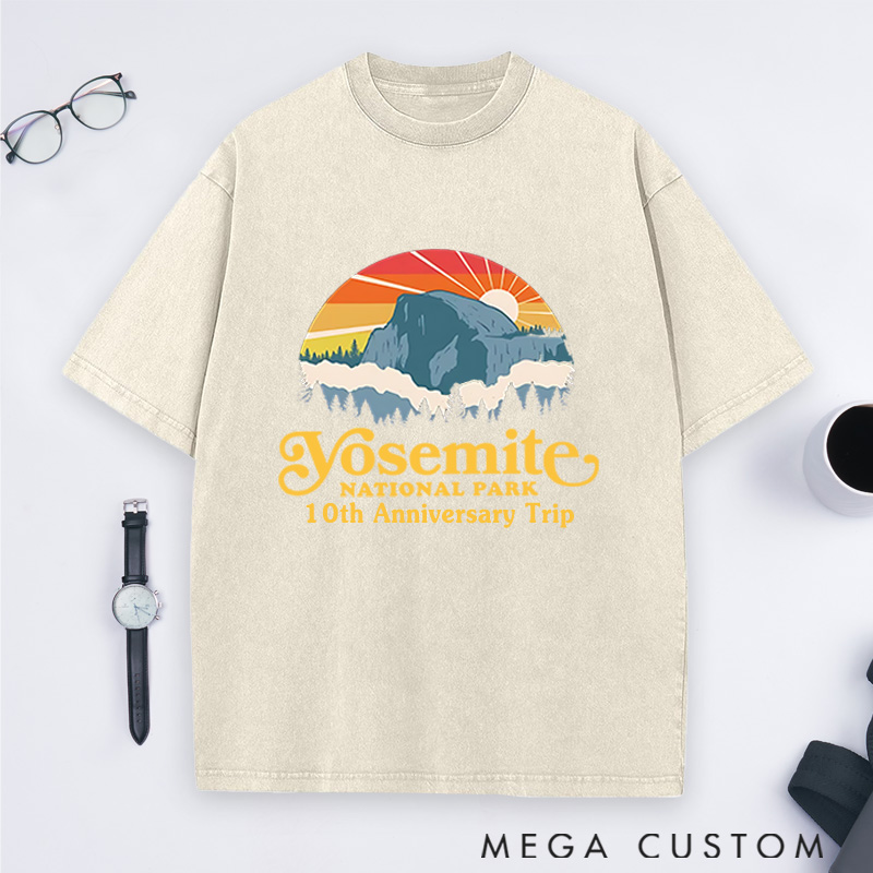 Personalized Yosemite National Park Washed T-Shirts Adventure Hiking Campig Travel Shirts Gift Outdoors Lover