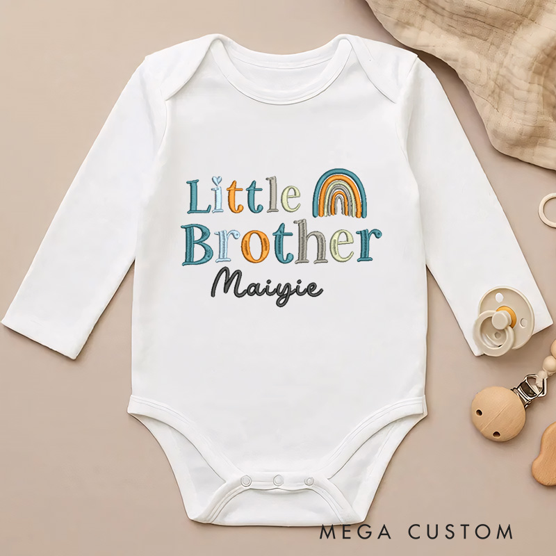 Personalized Embroidered Big Brother Rainbow Baby Onesie with Name Birthday Gifts for New Mother Children