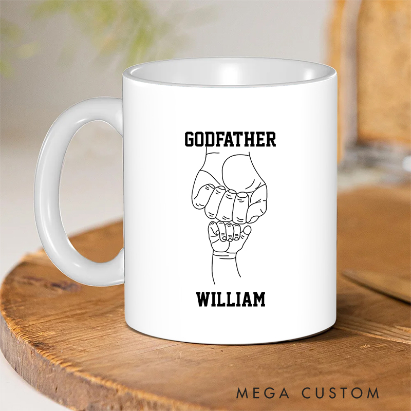 Personalized Godfather Ceramic Mug with Name Birthday Gift for Christian Positive Affirmation Religious Gift for Christian