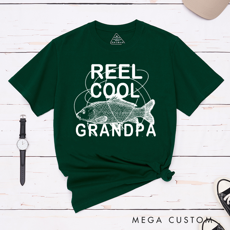 Personalized Reel Cool Fishing T-Shirt with Carp Fish Gift for Fishing Lovers Grandpa Dad Husband