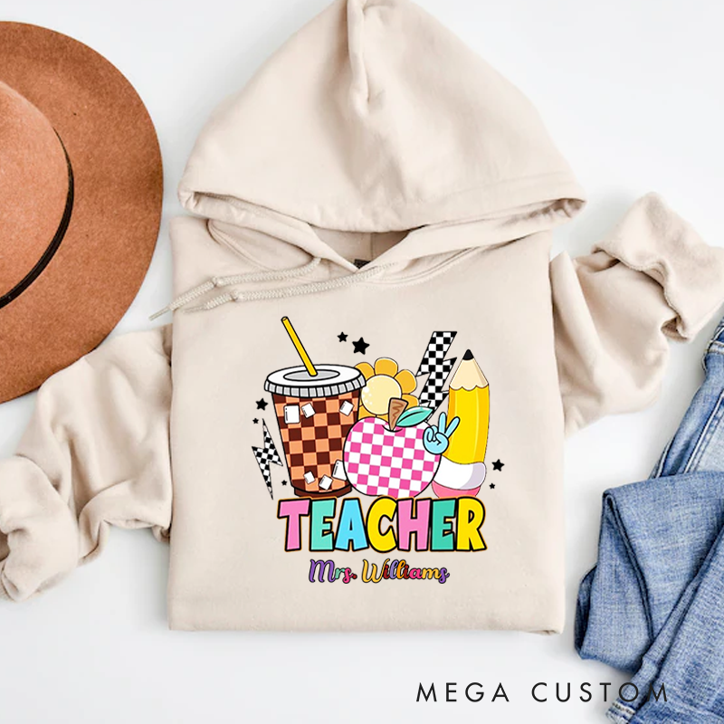 Personalized Hoodies for Teachers Colorful and Playful Decorative Hoodies Appreciation Gift for Teachers