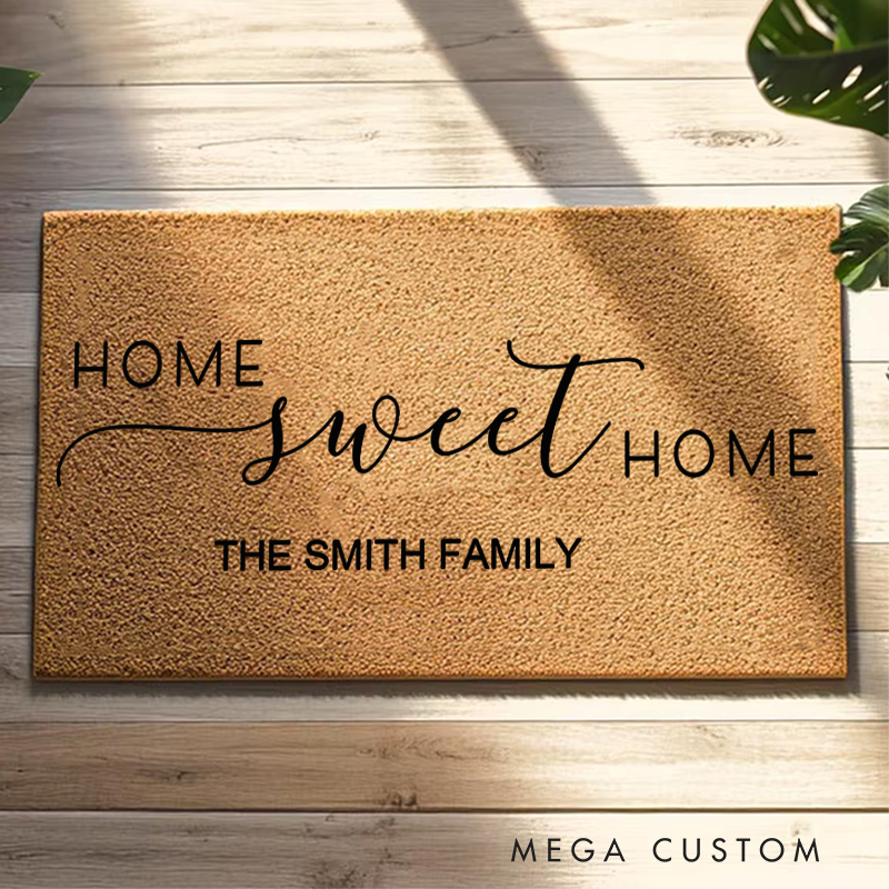 Personalized Doormat Custom Home Sweet Home Doormat Christmas Gift for Women New Home Gift Housewarming Wedding Gift for Couples