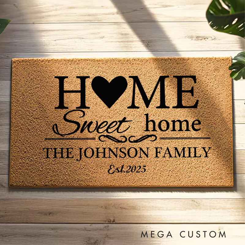 Personalized Home Sweet Home Doormat Welcome Doormat With Family Name New Home Gift Wedding Gift for Couples A Timeless Housewarming Gift for Families