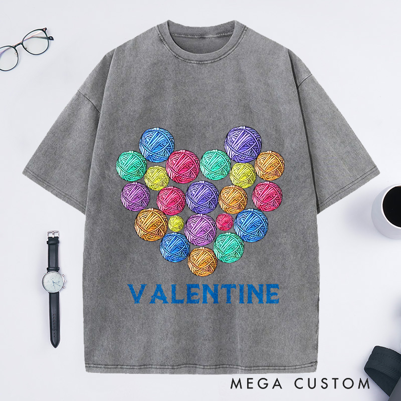 Personalized Yarn Love Knit Washed T-Shirts Knitting Gift Knitter Gift Love To Knit Love Knitting Knit Lover