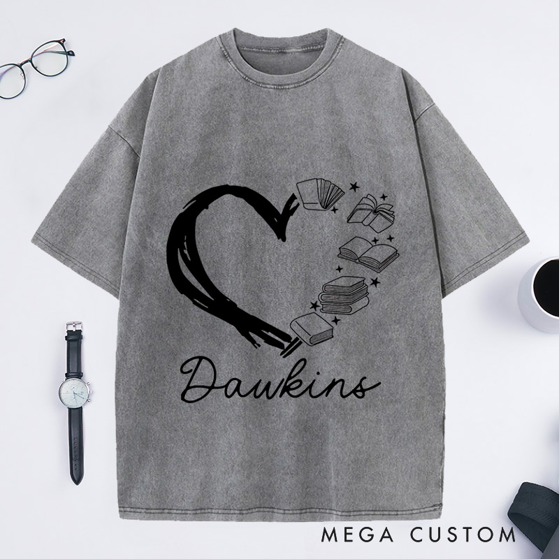 Personalized Love of Books Washed T-Shirts Book Lover Gift Reading Shirt Bookworm Shirt 