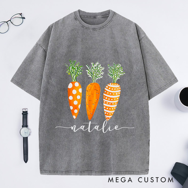 Personalized Carrots Washed T-Shirts Gardening Lover Gifts