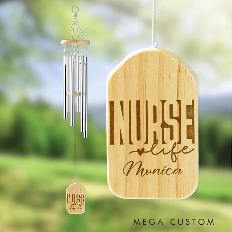 Personalized Wind Chimes for Nurse Engraved Nurse Life Design Memorial Wind Chimes Retirement Wind Chime Sympathy Gift
