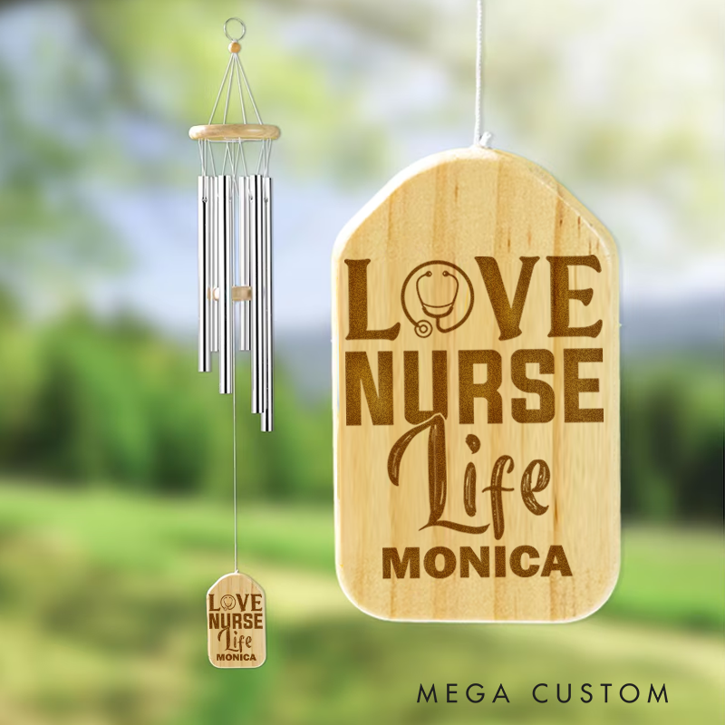 Personalized Wind Chimes for Nurse Engraved Love Nurse Life Design Memorial Wind Chimes Retirement Wind Chime Sympathy Gift