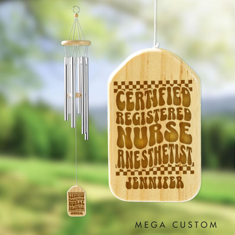 Personalized Wind Chimes for Nurse Engraved Certified Registered Nurse Anesthetist Design Memorial Wind Chimes Retirement Wind Chime Sympathy Gift