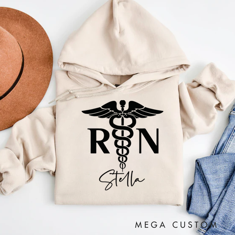Personalized Hoodies for Nurse RN Caduceus Symbol Hoodies Appreciation Gift for Nurse