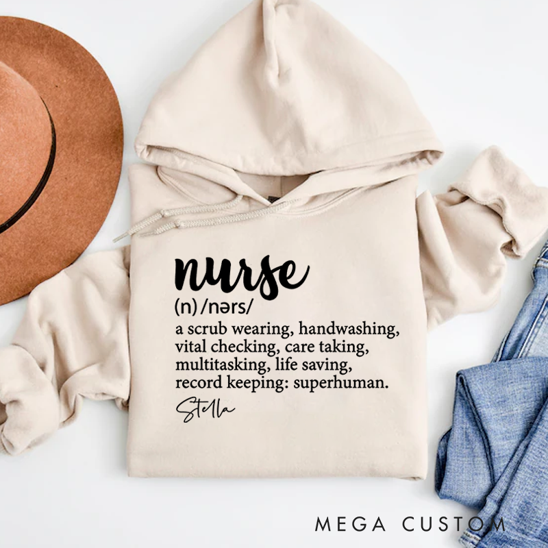 Personalized Hoodies for Nurse Nurse Dictionary Style Definition Hoodies Appreciation Gift for Nurse