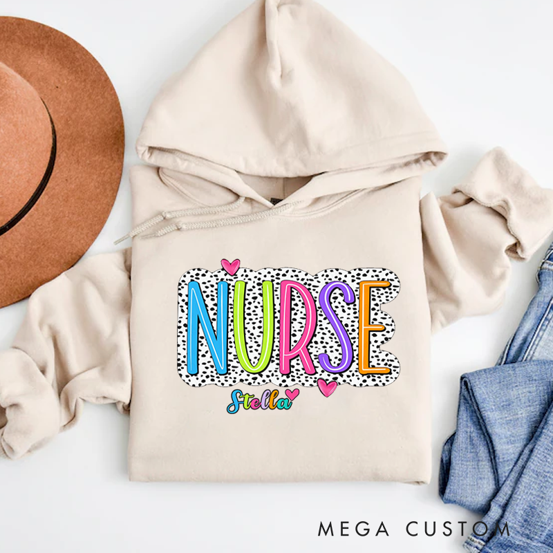 Personalized Hoodies for Nurse Nurse with a Playful Black and White Dotted Pattern Hoodies Appreciation Gift for Nurse