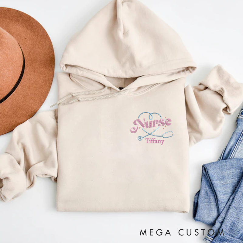 Personalized Hoodies for Nurse Embroidery with Stethoscope Hoodies Appreciation Gift for Nurse