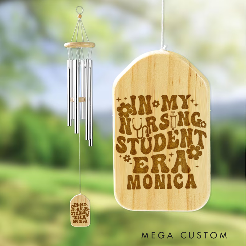 Personalized Wind Chimes for Nurse Engraved In My Nursing Student Era Design Memorial Wind Chimes Retirement Wind Chime Sympathy Gift